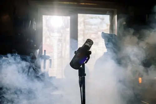 microphone in smoky room